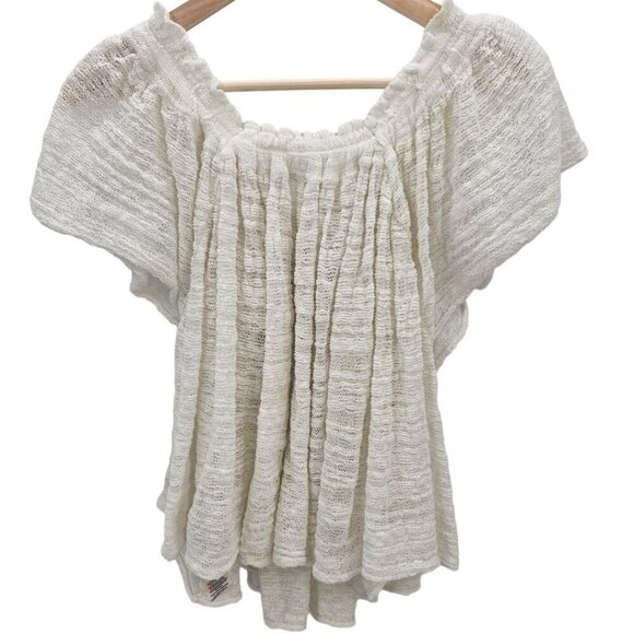 Free People Womens M Ivory Thrill & Frills Off The Shoulder Lace‎ Blouse - Picture 4 of 9